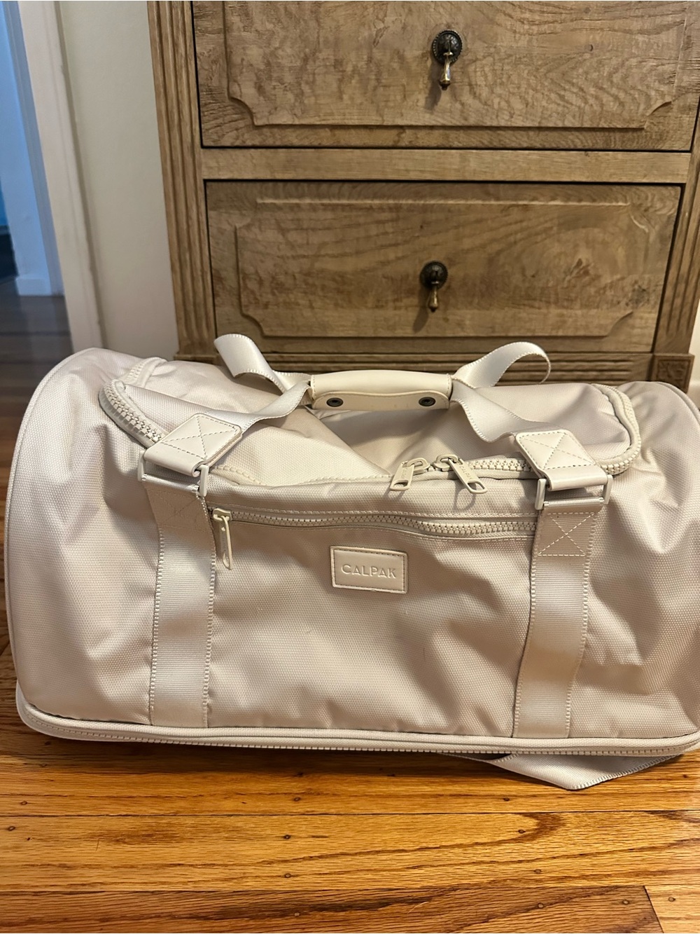 Calpak Cream Travel Duffel Bag for Men